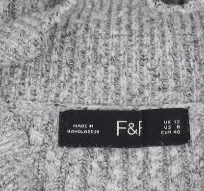 Womens UK Size 12 F&F Grey Pullover Jumper
