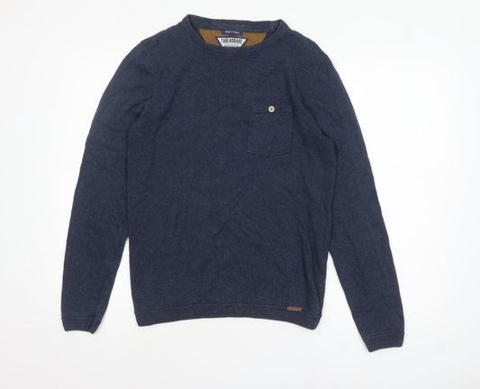 Mens UK Size S Threadbare Blue Pullover Jumper