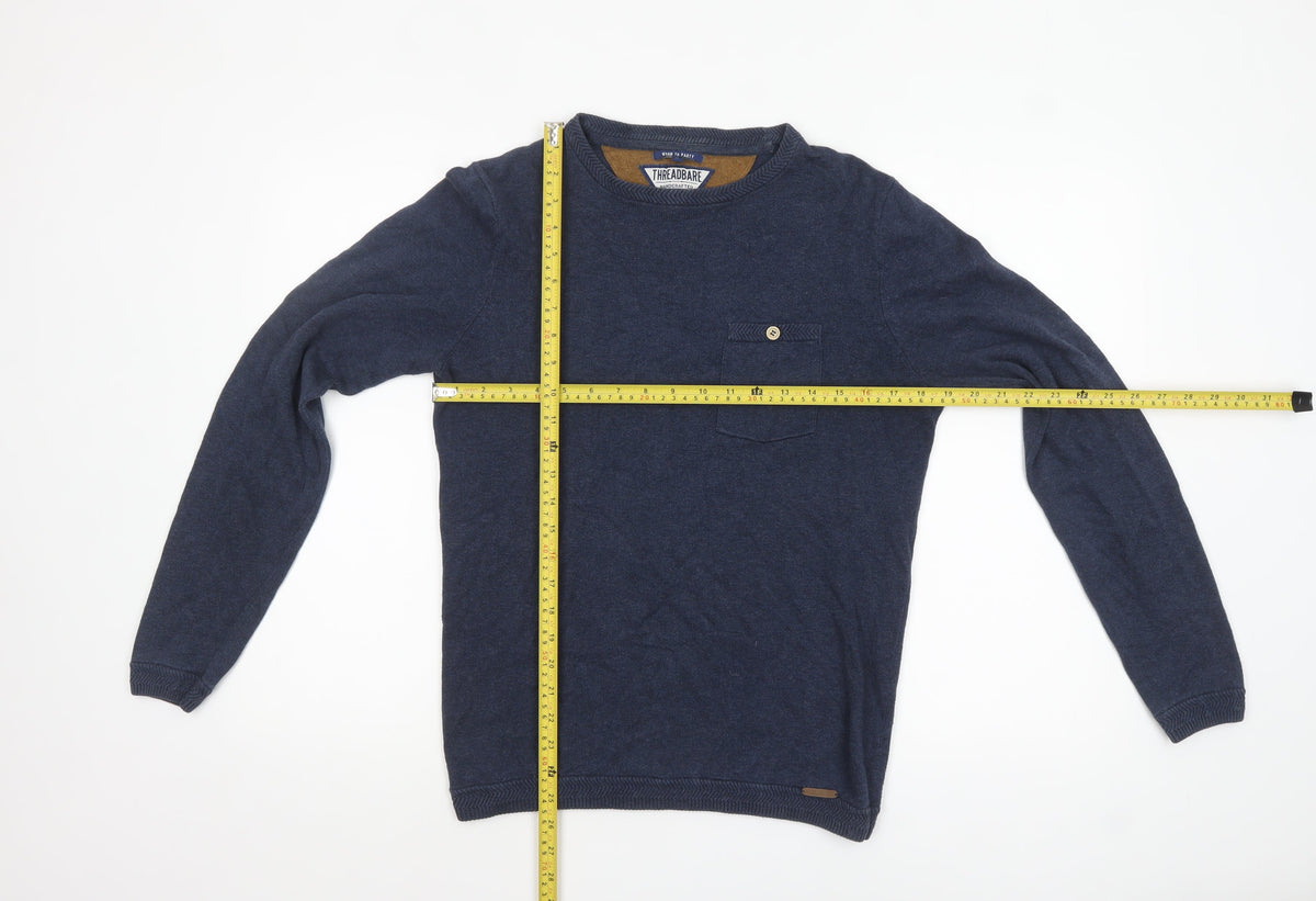 Mens UK Size S Threadbare Blue Pullover Jumper