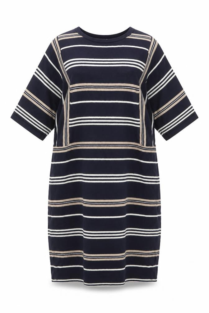Warehouse Women Blue Striped Knit Shift Dress UK 10