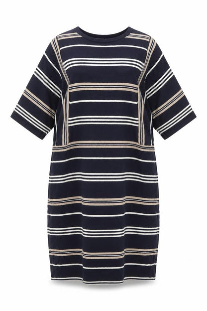 Warehouse Women Blue Striped Knit Shift Dress UK 10