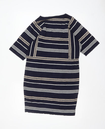 Warehouse Women Blue Striped Knit Shift Dress UK 10