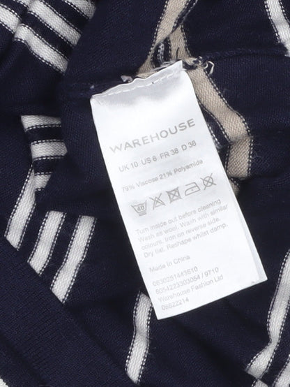 Warehouse Women Blue Striped Knit Shift Dress UK 10