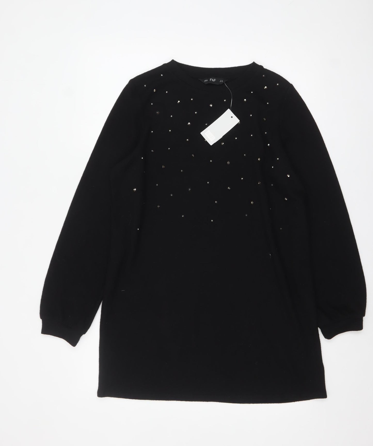 Womens UK Size 10 F&F Black Pullover Jumper