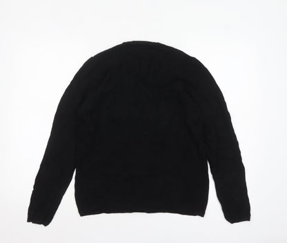 Zara Women Black Medium Crew Neck Knit Pullover Jumper