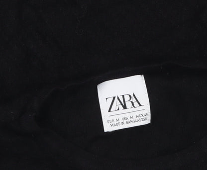 Zara Women Black Medium Crew Neck Knit Pullover Jumper