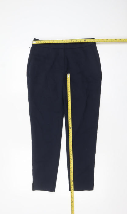 H&M Women's Blue Slim Tapered Cotton Blend Trousers Size 8