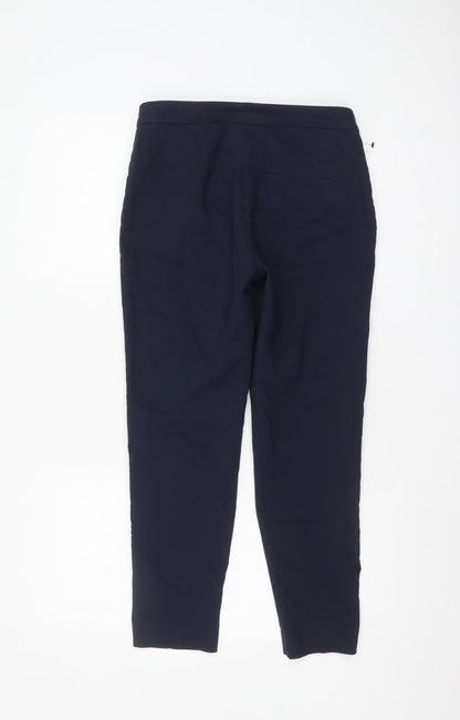 H&M Women's Blue Slim Tapered Cotton Blend Trousers Size 8