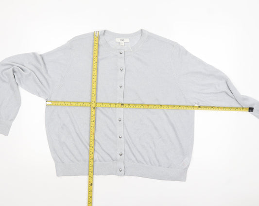 Marks and Spencer Womens Grey Metallic Button Cardigan Size 20