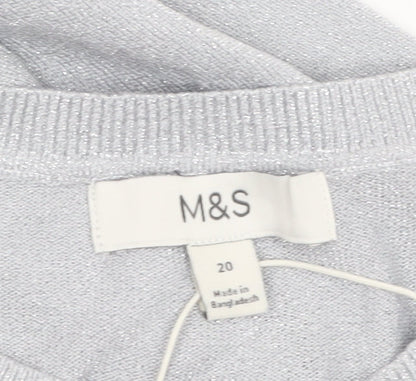 Marks and Spencer Womens Grey Metallic Button Cardigan Size 20
