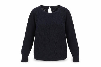 Topshop Women’s Navy Blue Cotton Open-Knit Jumper Size 8