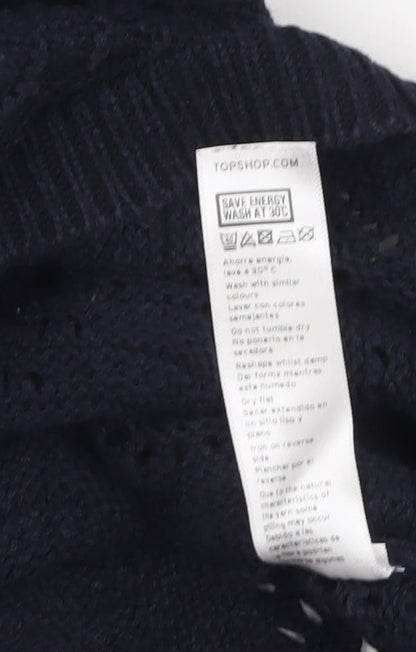 Topshop Women’s Navy Blue Cotton Open-Knit Jumper Size 8