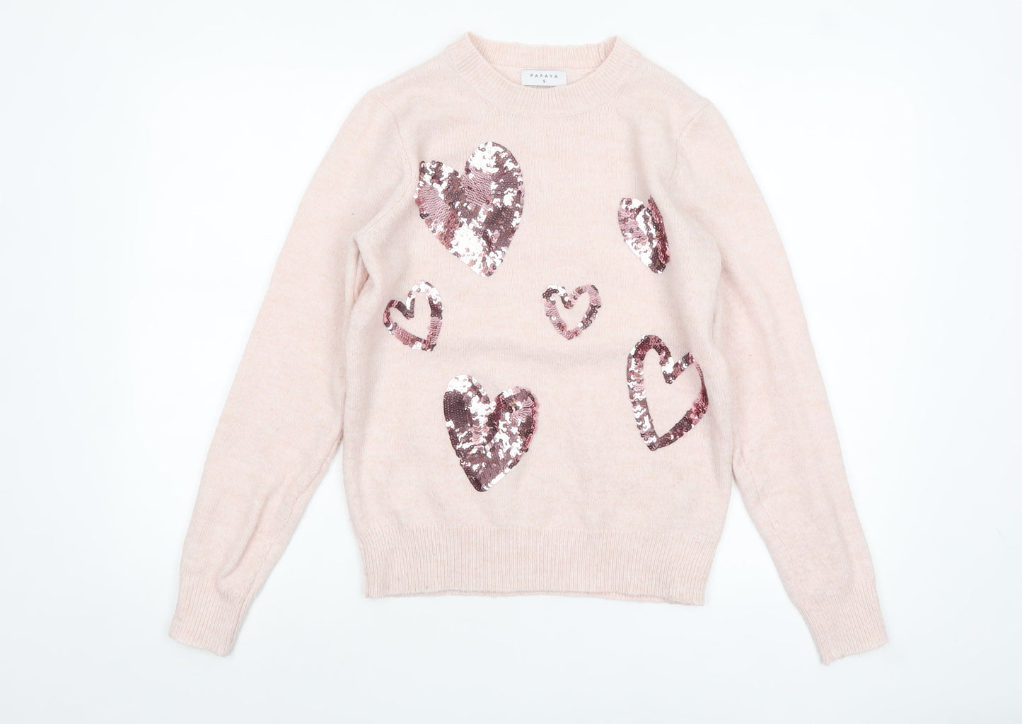 Womens UK Size S Papaya Pink Pullover Jumper