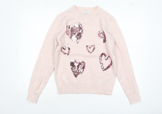 Womens UK Size S Papaya Pink Pullover Jumper