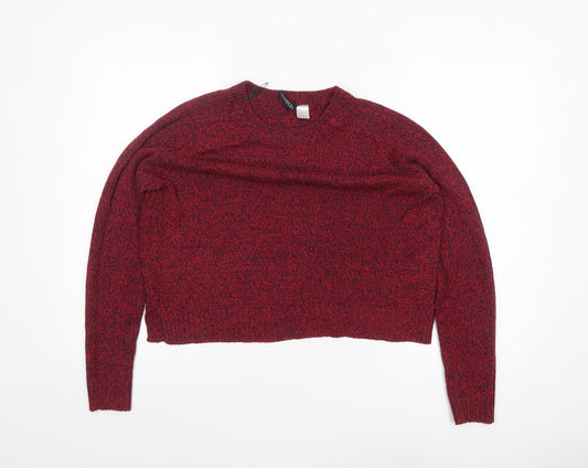 H&M Divided Women's Red Knit Acrylic Pullover Jumper Size 8