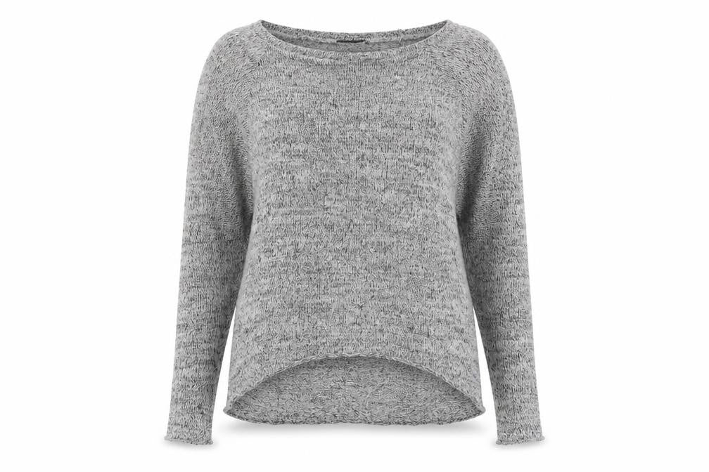 Topshop Women Grey Knit Boat Neck Long Sleeve Pullover Jumper Size 10