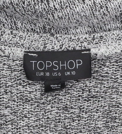 Topshop Women Grey Knit Boat Neck Long Sleeve Pullover Jumper Size 10