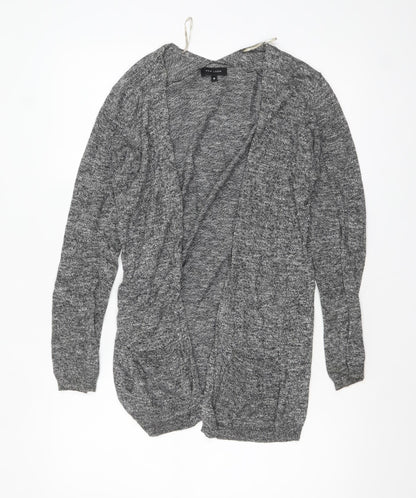 New Look Womens Grey Long Sleeve Open Knit Cotton Cardigan Size 10