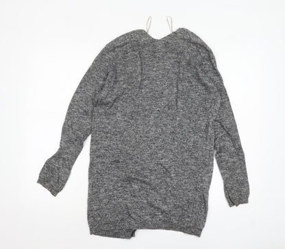 New Look Womens Grey Long Sleeve Open Knit Cotton Cardigan Size 10
