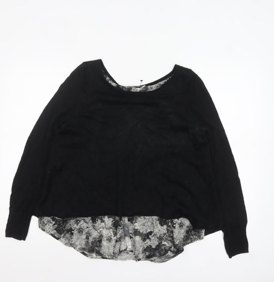 Mint Velvet Womens Black Linen Layered Tunic Blouse Size 12