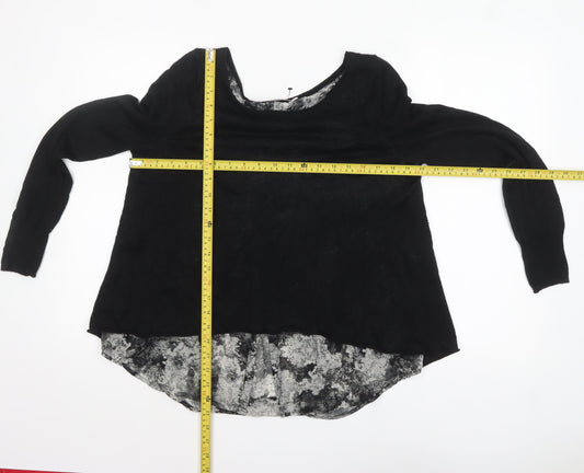 Mint Velvet Womens Black Linen Layered Tunic Blouse Size 12