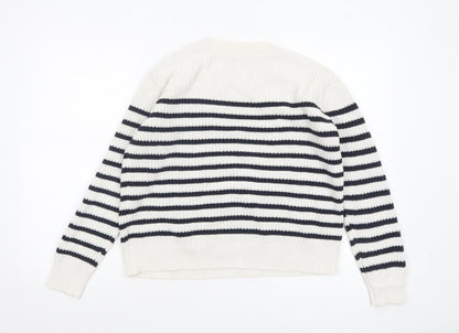 Joe Fresh Women’s White Navy Striped Cotton Knit Jumper Size S