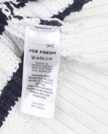 Joe Fresh Women’s White Navy Striped Cotton Knit Jumper Size S