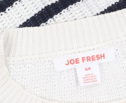 Joe Fresh Women’s White Navy Striped Cotton Knit Jumper Size S