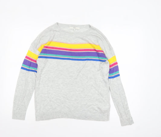 Next Womens Grey Rainbow Stripe Pullover Jumper Size 10