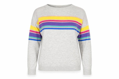 Next Womens Grey Rainbow Stripe Pullover Jumper Size 10