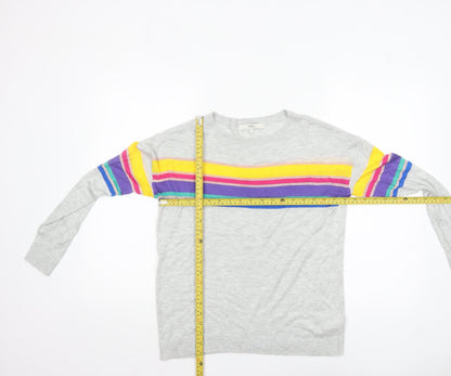 Next Womens Grey Rainbow Stripe Pullover Jumper Size 10