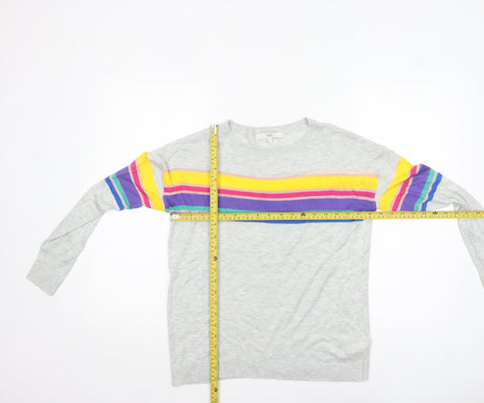 Next Womens Grey Rainbow Stripe Pullover Jumper Size 10