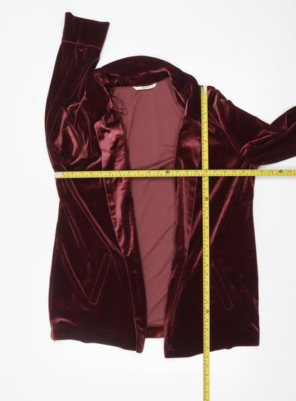 Tu Women's Burgundy Velvet Blazer Size 16 Classic Lined Jacket
