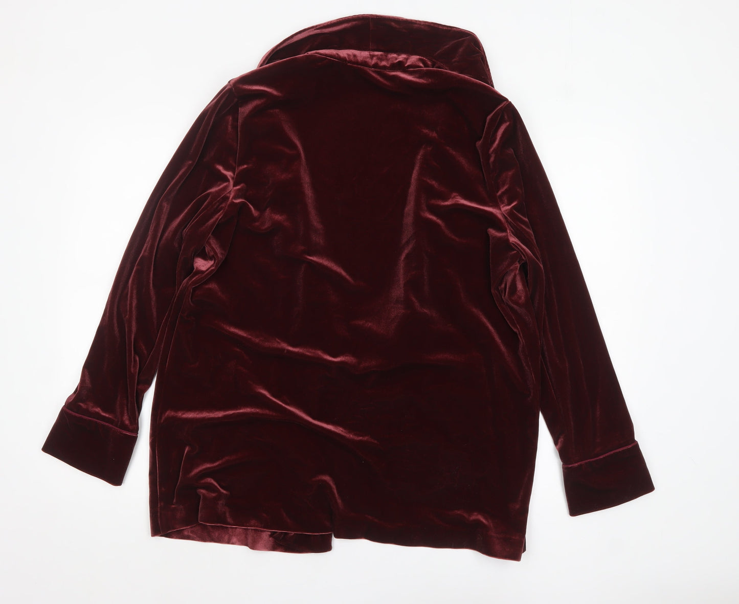 Tu Women's Burgundy Velvet Blazer Size 16 Classic Lined Jacket