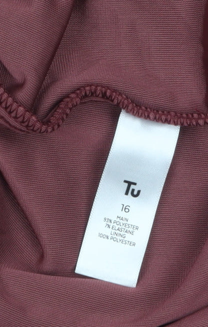 Tu Women's Burgundy Velvet Blazer Size 16 Classic Lined Jacket