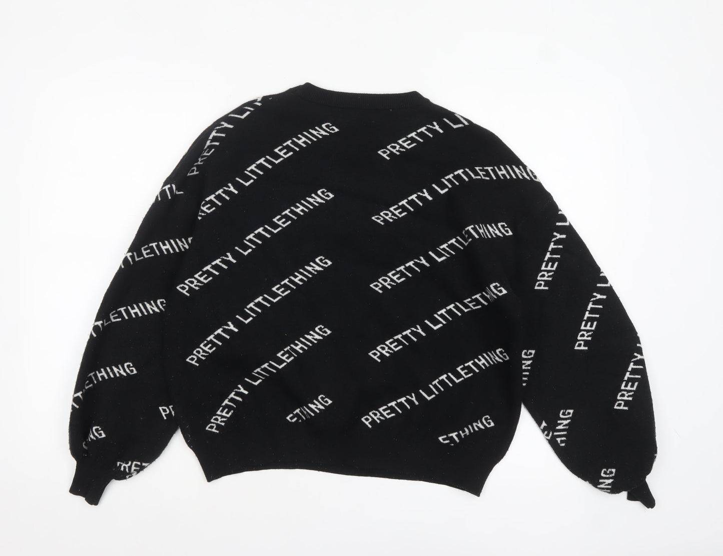 PrettyLittleThing Women's Black Small Logo Print Pullover Jumper