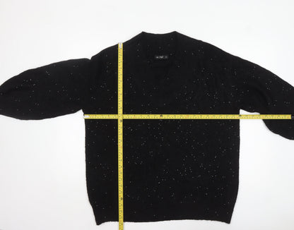 F&F Women's Black Sequin V-Neck Pullover Jumper Size L