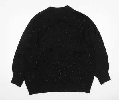 F&F Women's Black Sequin V-Neck Pullover Jumper Size L