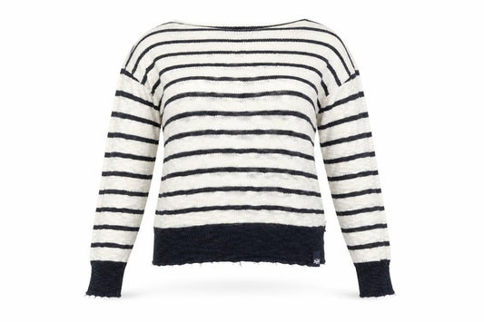 Superdry Women White Navy Striped Knit Jumper XS