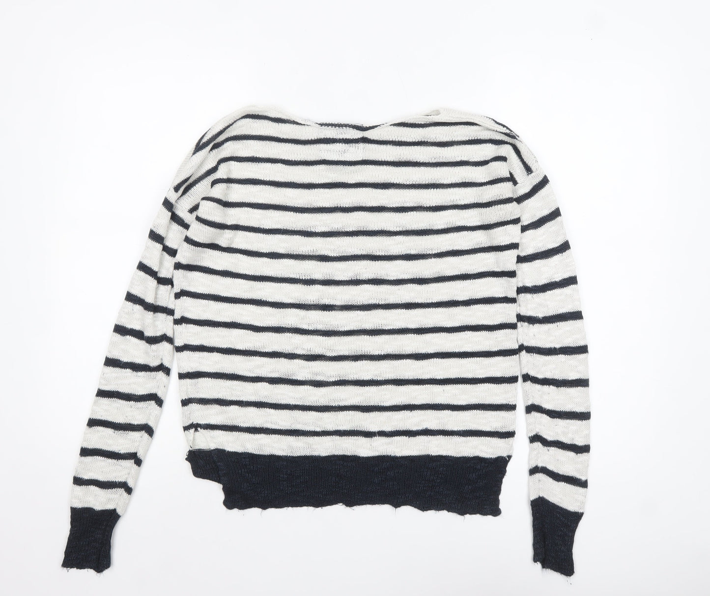 Superdry Women White Navy Striped Knit Jumper XS