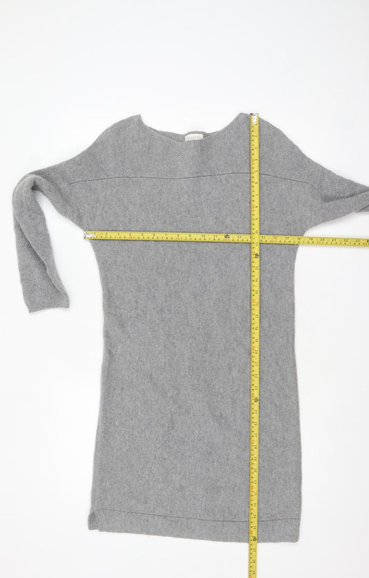 Monsoon Women Grey Wool Jumper Dress Size S Long Sleeve Knit Winter