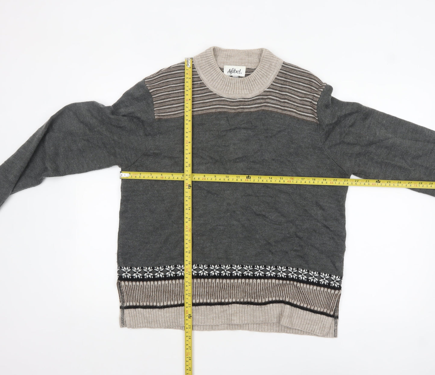Womens UK Size 18 Afibel Grey Pullover Jumper
