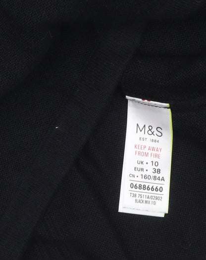 Womens UK Size 10 Marks and Spencer Black Tunic Jumper