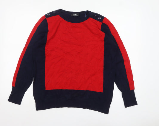 Wallis Women's Red & Navy Colour Block Crew Neck Jumper UK 18
