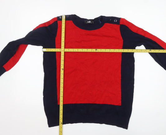 Wallis Women's Red & Navy Colour Block Crew Neck Jumper UK 18