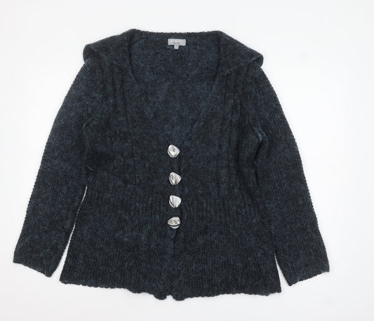 Marks and Spencer Women’s Grey Chunky-Knit Cardigan L V-Neck
