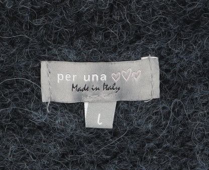 Marks and Spencer Women’s Grey Chunky-Knit Cardigan L V-Neck