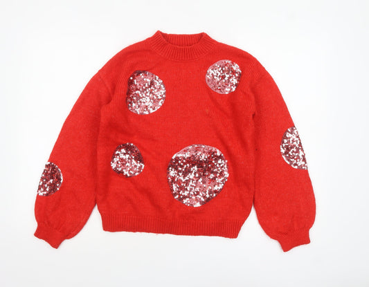 Womens UK Size S Marks and Spencer Red Pullover Jumper