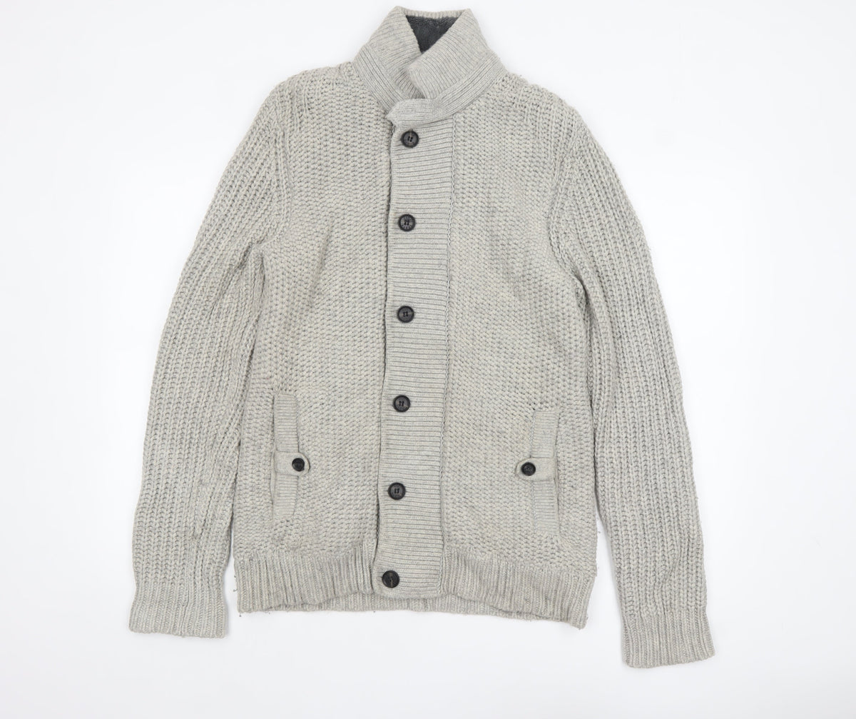 Mens UK Size M Ted Baker Grey Cardigan Jumper