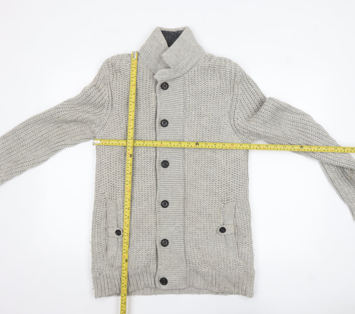 Mens UK Size M Ted Baker Grey Cardigan Jumper